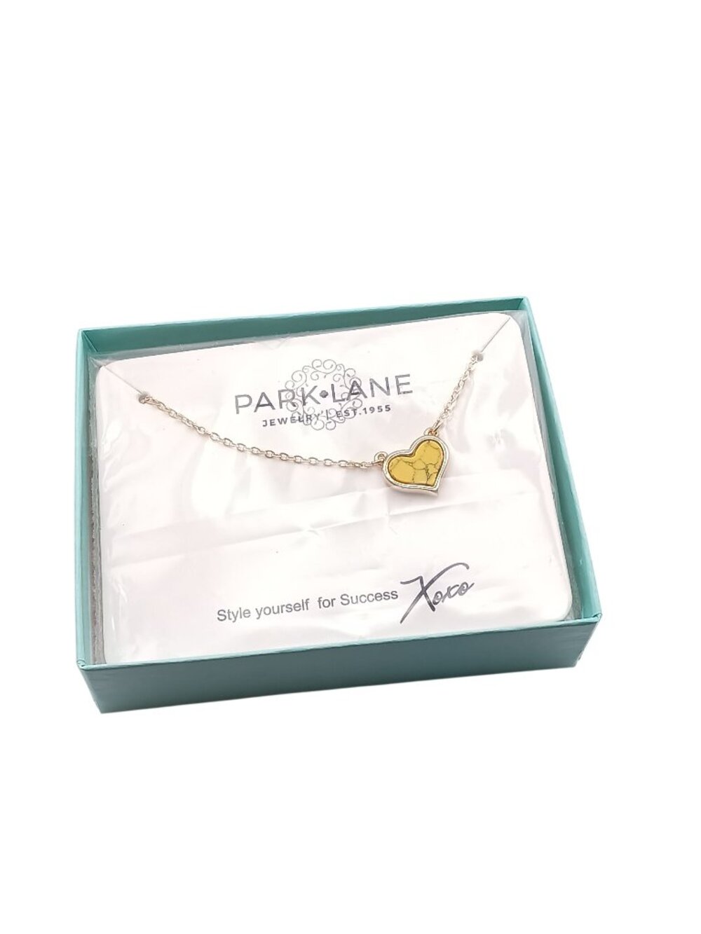 Park Lane Gold-Tone Heart Pendant Necklace in Gift Box Reversible Marble Look